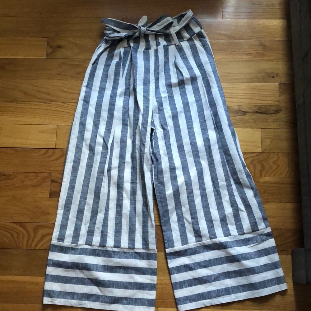 Stripped pants with tie